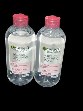 Garnier Micellar Cleansing Water Bottles with Pink Caps